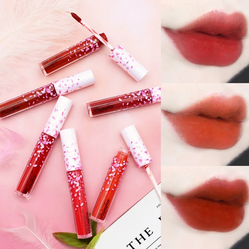 

6pcs Velvet Matte Lip Glaze Moisturizing Lipstick Lasting Non-stick Cup Brighten Skin Cherry Blossom Lip Gloss