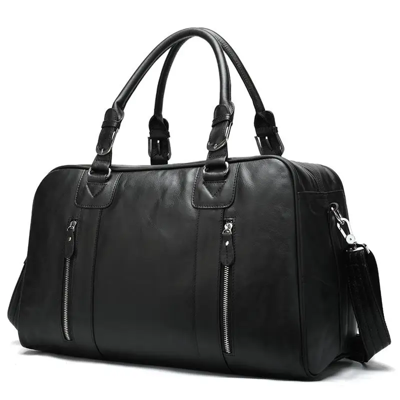 Travel Duffle Luggage-Bag Tote Travel-Shoulder-Bag Overnight Large-Capacity Genuine-Cowhide-Leather