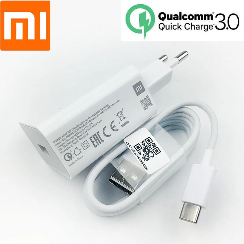 

Original Xiaomi Fast Charger QC 3.0 18W Quick charge power adapter USB C Cable for mi a2 a3 9 se 9t pro max 3 redmi note 7 8 pro