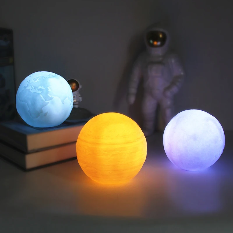 Small 3D Moon Light Lamp Starry Sky Saturn Earth Night Lights Bedside