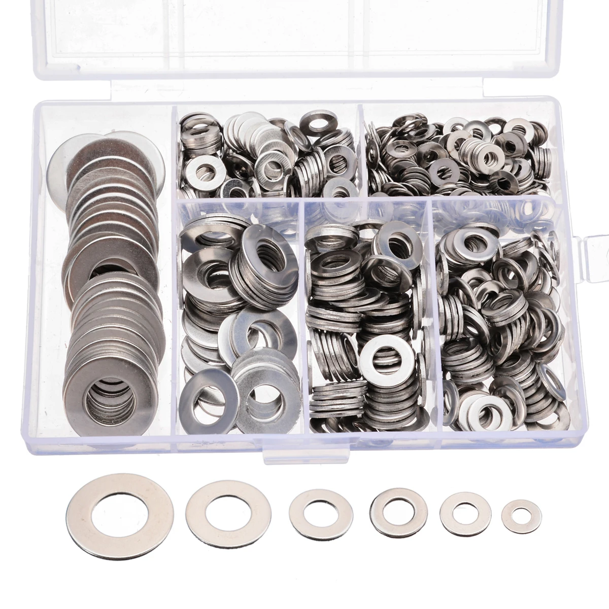660pcs/set M3 M4 M5 M6 M8 M10 Stainless Steel Flat Washer Plain Gasket Spacers Kit Screw Bolt Fastener