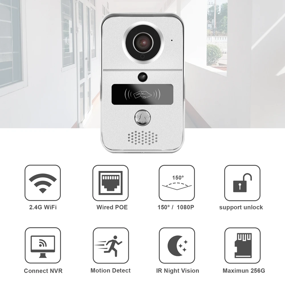 US $95.00 HomeFong IP Doorbell Wireless Video Doorbell HD 1080P Home Intercom Support Electric Lock Unlock Smart Phone Control NVR Connect