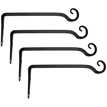 

4-Piece Wall Hook Hanging Plant Stand for Bird Feeder, Flower Trough, Lantern, Wind Chime Indoor and Outdoor, 10 Inches