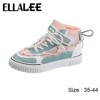 

Autumn Sneakers Shoes Lace-up 2020 Mixed Color Unisex High-top Boarding Shoes With Hoop&Loop For Lovers Couples Ins Trend 35-44