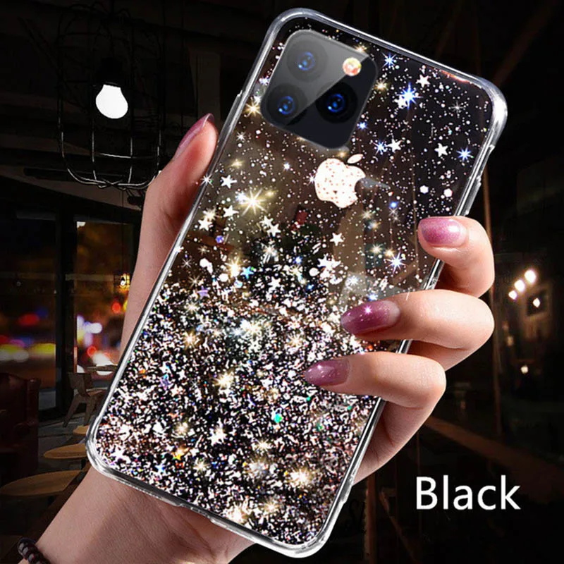 Роскошный блестящий чехол для телефона iPhone 11 Pro X XS Max XR, мягкий силиконовый чехол для iPhone 7 8 6 6S Plus, прозрачные чехлы