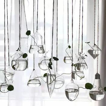 

Home Garden Hanging Glass Ball Vase Flower Plant Pot Terrarium Container Party Wedding Decor Creative Hanging Decoration