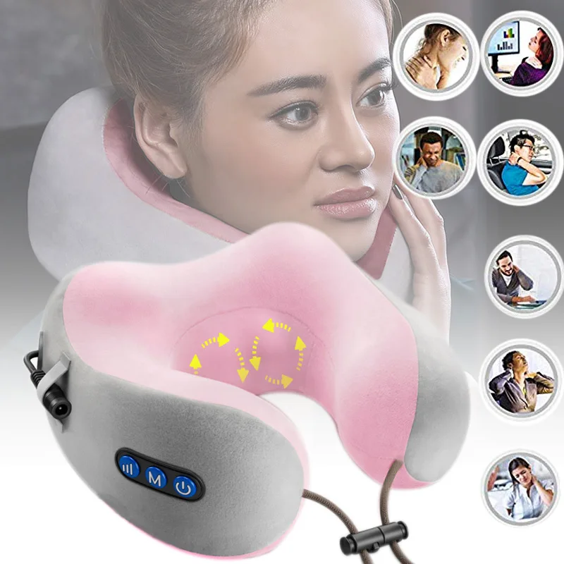 

Newly Electric Neck Massage Pillow Memory Foam 3D Kneading Pillow with Heat for Travel Car
