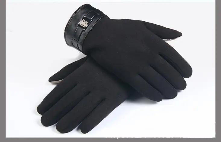 VIIANLES сенсорные Хлопковые варежки на запястье Зимние Модные тканевые плюшевые мужские перчатки черные шапки высокого качества