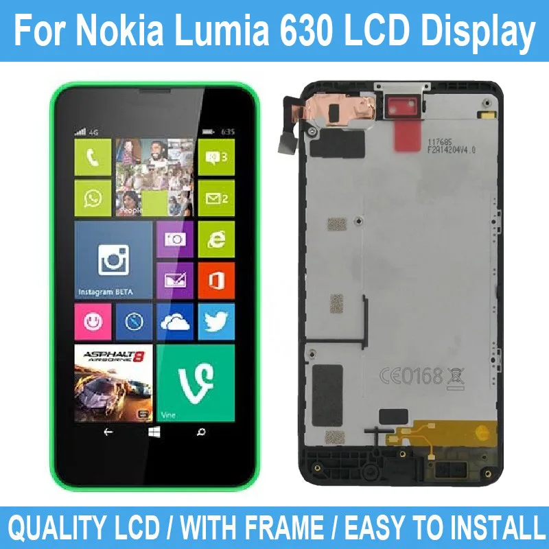 ЖК-дисплей 4 5 дюйма для Nokia Lumia 630 сенсорный экран с рамкой дигитайзер замена в
