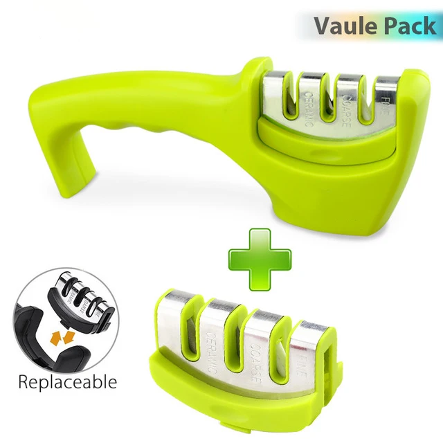 green set Алмазная Керамическая точилка для ножей, 3 этапа, Профессиональная кухонная шлифовальная заточка, каменные ножи, точильный камень, вольфрамовая точилка, инструмент - Цвет: green set