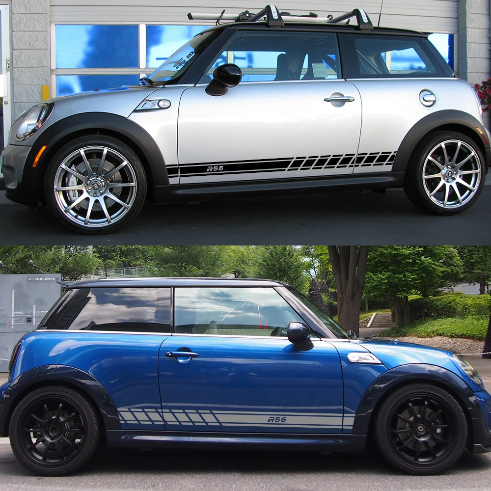 2 шт. наклейки на двери автомобиля боковая юбка для Mini Cooper F56 F54 F57 F55 F60 R50 R52 R53 R55 R56 R57