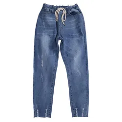 Outono rasgado namorado jeans para as mulheres moda solta vintage cintura alta calças de brim plus size 5xl pantalones mujer vaqueros