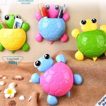 

Toothbrush Holder Three Suction Cup Toothbrush Toothpaste Holder Cute Cartoon Turtle Shape Strong Suction Cup Toothbrush Holder