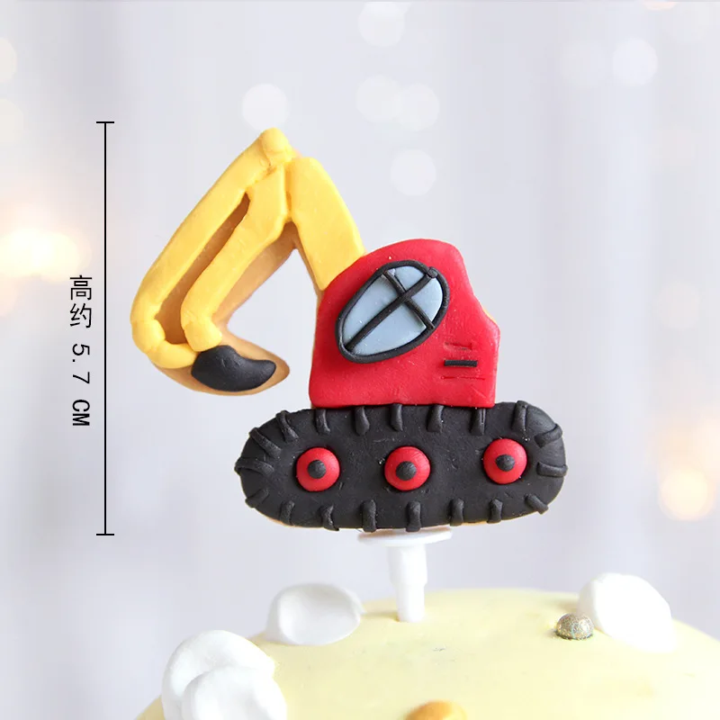 Dessin Anime Construction Fete Gateau Decoration Joyeux Anniversaire Gateau Topper Pelle Grue Resine Decoration De Gateau Pour Enfant Cadeau D Anniversaire Aliexpress