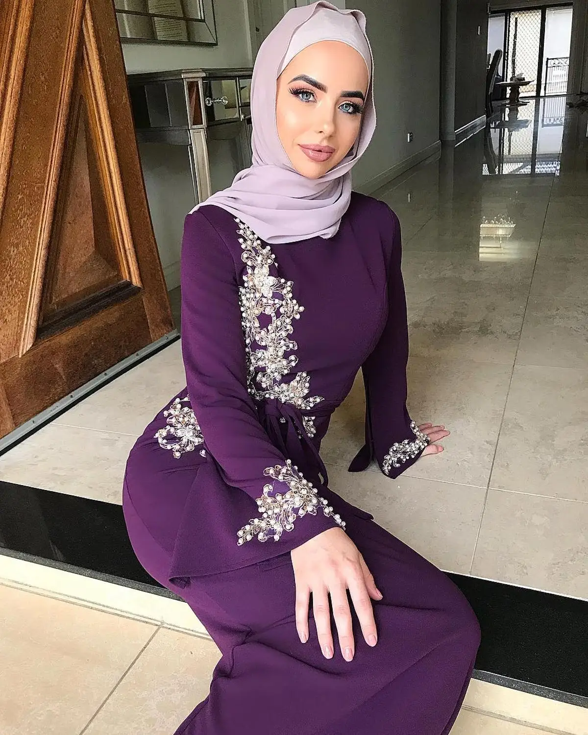 Lugentolo, женское длинное платье, кружевное, арабское, мусульманское, жемчужное, новая мода размера плюс, свободное, 3 однотонных цвета, шнуровка, повседневное, элегантное, женское платье