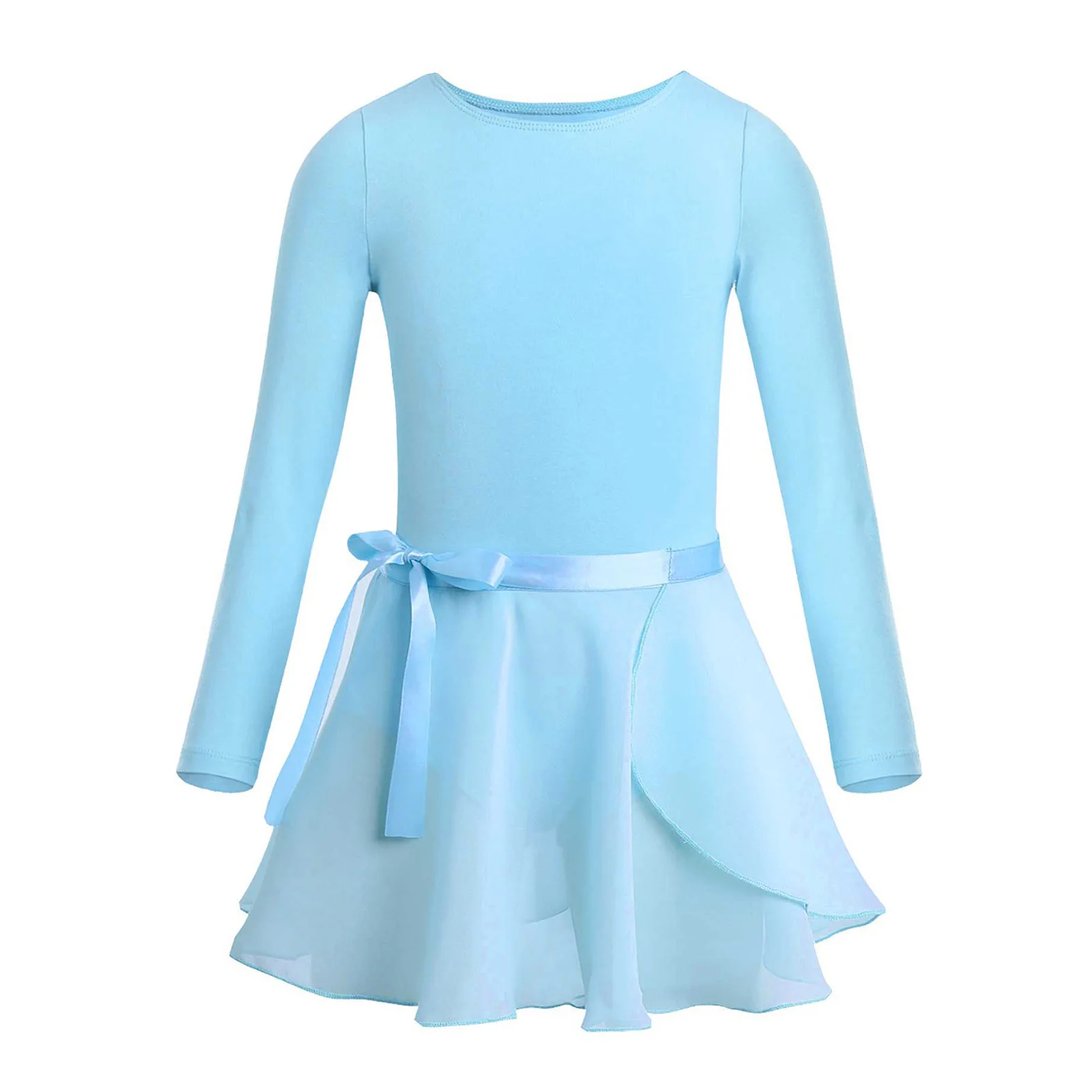 thumbnail image 1 of Leotardos de tutú de Ballet para niñas, Ropa de baile de manga larga, clase de baile de Ballet, gimnasia con falda atada de gasa, conjunto de ropa de bailarina, 1 of 5