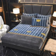 Sábana de terciopelo de leche de una pieza, Funda de colchón de terciopelo Coral grueso, funda de cama a prueba de polvo y antideslizante, Sábana fija