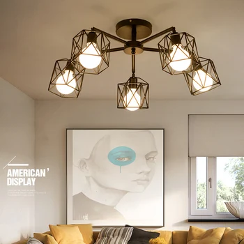 

Nordic retro ceiling lamp multi-bar forged iron ceiling lamp E27 light bulb corridor living room, bedroom, dining room lamps