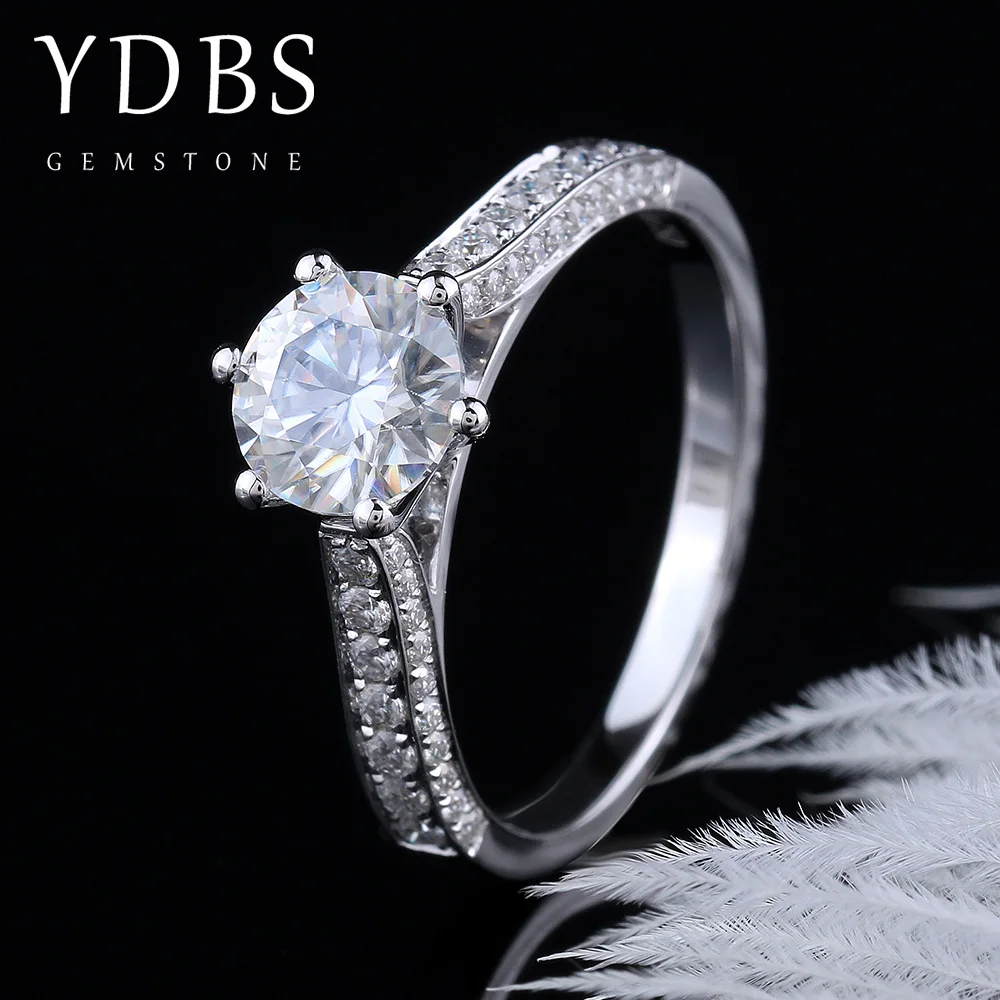 YDBS Center 1 карат муассанит обручальное кольцо True 14K 585 Платиновое свадебное для