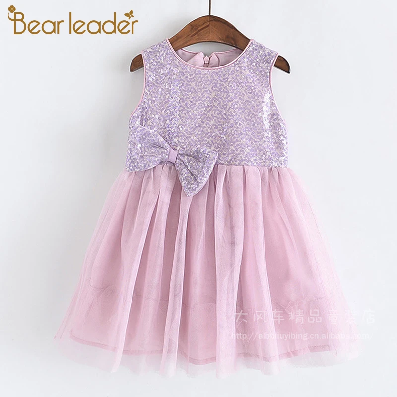 

Bear Leader Girl Princess Dress New Brand Girls Party Festival Dress Sequin Elegant Costume Cute Sleeveless Children Clothing