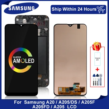 

Super Amoled For Samsung Galaxy A205 A20 LCD Display Touch Screen Digitizer For SM-A205F A205FN A205DS A205S A205F Assembly Part