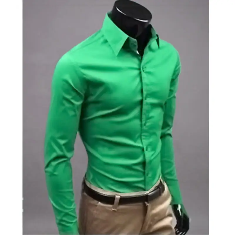 2019мужская рубашка с длинным рукавом, модные мужские повседневные рубашки, хлопок, сплошной цвет, Бизнес Стиль, приталенная, Social Camisas Masculina RD464