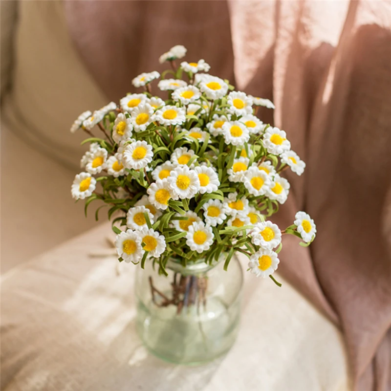 

8 Heads 1 Branch Artificial Daisy Flowers PE Form Fake Flower for Wedding Bridal Flowers Decor DIY Home Garden Decoration