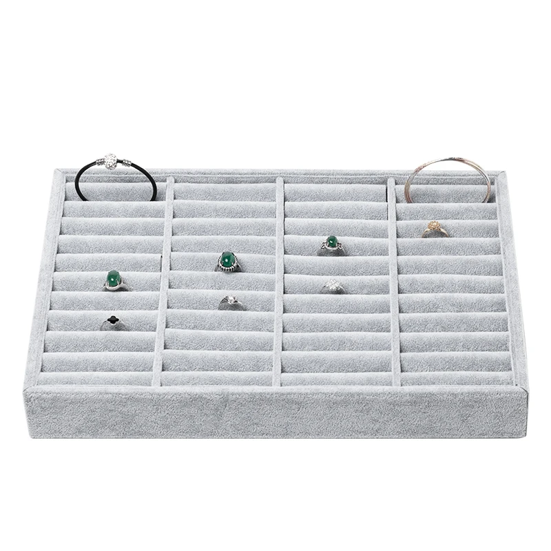 High Quality Custom Watch Flannel Grey Look Pallet Ring Bracelet Jewelry Display Valet Tray with Pillow Cushion