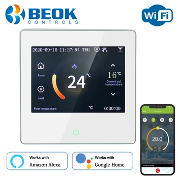 

Beok Tuya WiFi Thermostat Smart Room Temperature Controller with Celsius/Fahrenheit LED Touch Screen Work with Alexa Google Home
