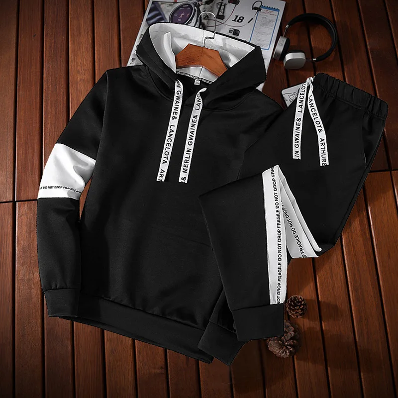 

2019 Casual tracksuit Set Men Fashion Jogger Sports Sportswear Suits Spring Autumn Two Pieces Hoodies Pants Set Male Sweat Suit