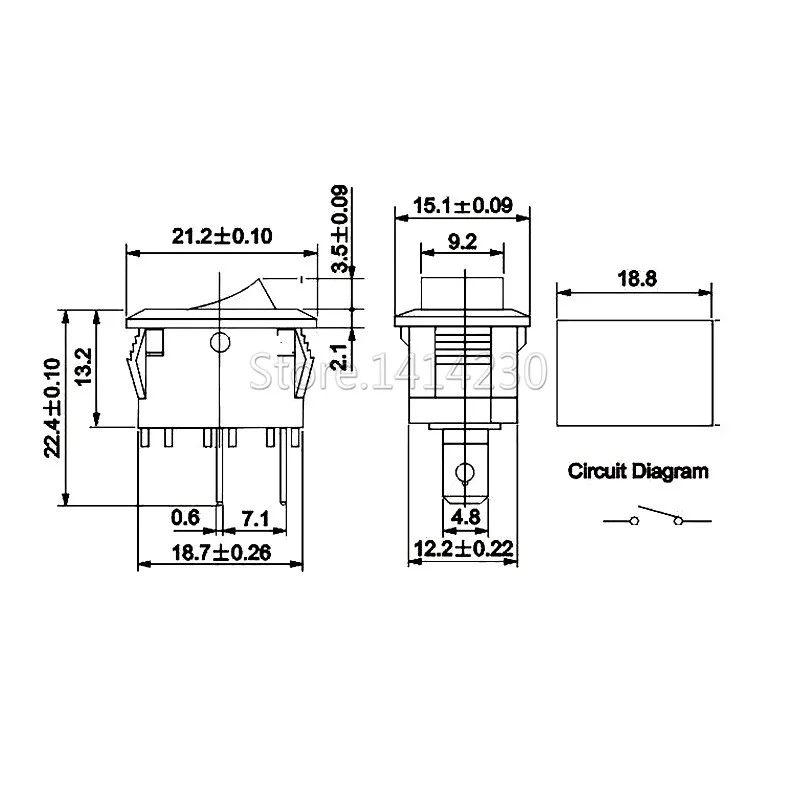 10 шт. кнопочный переключатель 15x21 мм SPST 2Pin 6A 250V 10A 125V KCD1-101 Кнопка ВКЛ/ВЫКЛ Лодка кулисный переключатель 15 мм* 21 мм черный