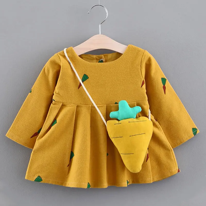 Осенне-зимняя одежда для маленьких девочек платье принцессы с длинными рукавами для девочек детская одежда из пряжи детские праздничные платья принцессы 40 - Цвет: AX271 Yellow