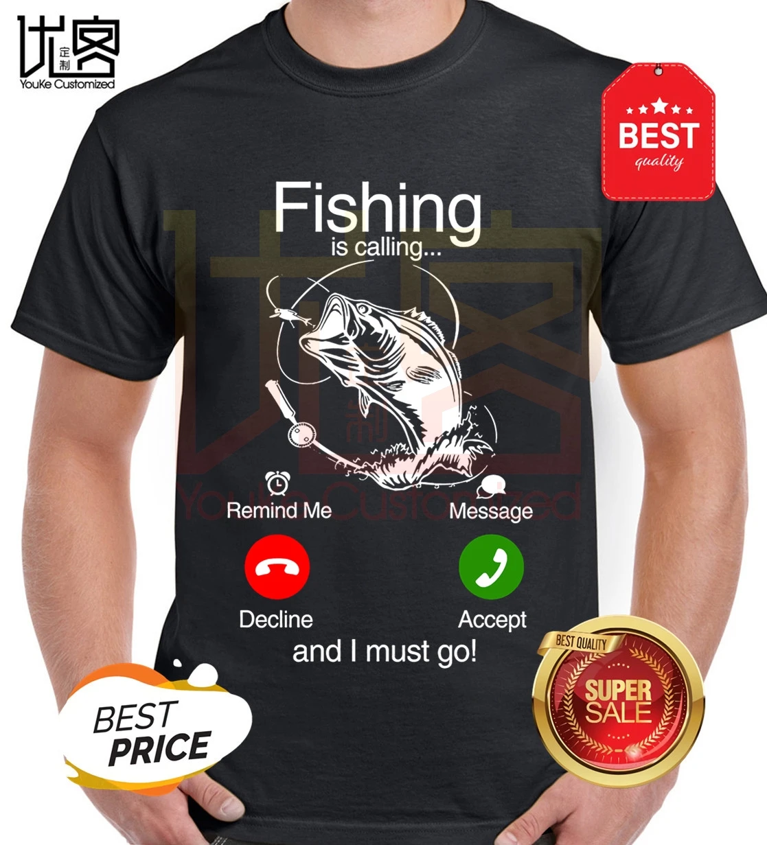 Новая модная футболка Fishinger Is call and I Must Go с круглым вырезом одежда из 100% хлопка