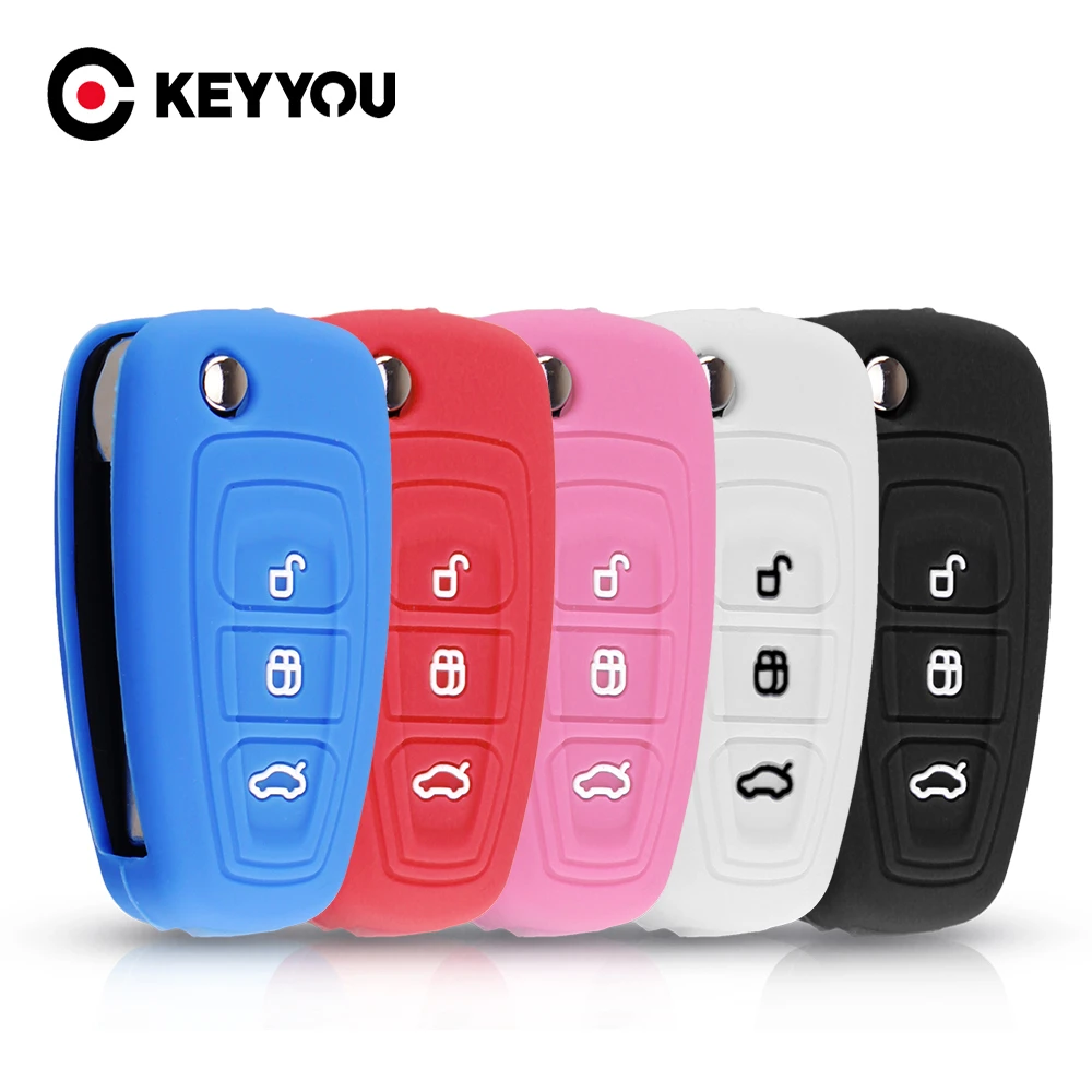 KEYYOU 3 Button Silicone Car Remote Key 