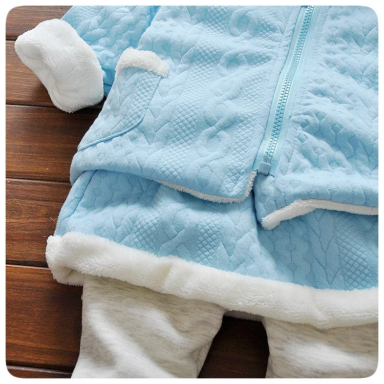 Зимний бархатный костюм для новорожденных плотное пальто с капюшоном+ штаны комплект из 2 предметов для маленьких девочек брендовые хлопковые фланелевые теплые комплекты для отдыха для малышей