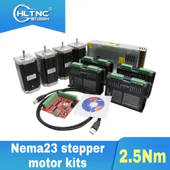 

CNC DC stepper motor 4 pcs TB6600 driver+ 4 pcs Nema23 100mm 2.5Nm dc motor+1 set MACH3 +1 pcs 350W 36V power supply for CNC