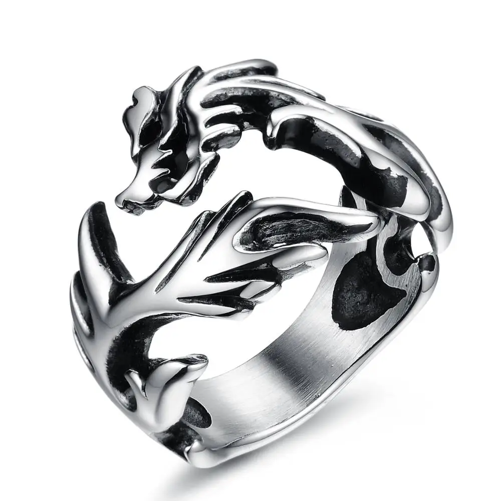 

Retro Gothic Punk Men Rings Trendy Skull Wolf Dragon Male Rings Jewelry Halloween Accessories Hakuna matata Bijoux