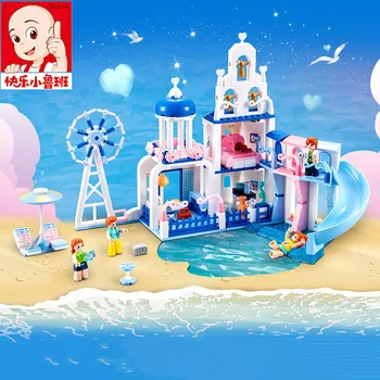 

Sluban Girl Friends Romantic Villa Hot Air Balloon Sailing Beach Kids Buiding Blocks Castle House Figures Model Set Bricks Toys
