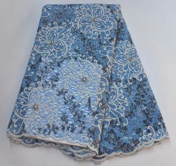 

Latest French tulle Lace Fabric 2019 High Quality Organza Nigerian Lace Fabrics With Sequins African Lace Fabric For Wedding FV5