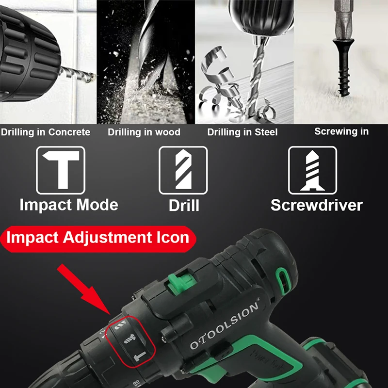 25V 48 N.m 2 Speed Hammer Drill Impact Drill Eletric Tools Impact Cordless Drill Hammer For Drilling In Steel Wood Ceramic (10)