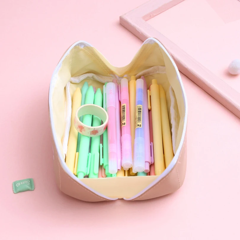 Soft Pastel Colours Large Capacity Pencil Case Fabric Kawaii Stationery –  Hanarii