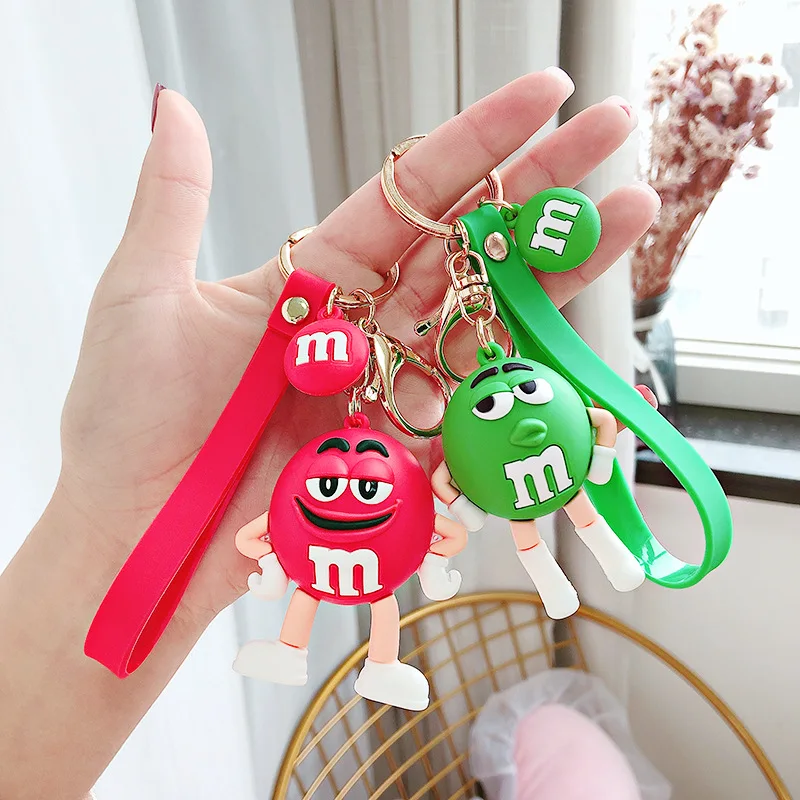 M bean keychain kawaii chocolate beans M charms necklace pendant keychains charms for DIY