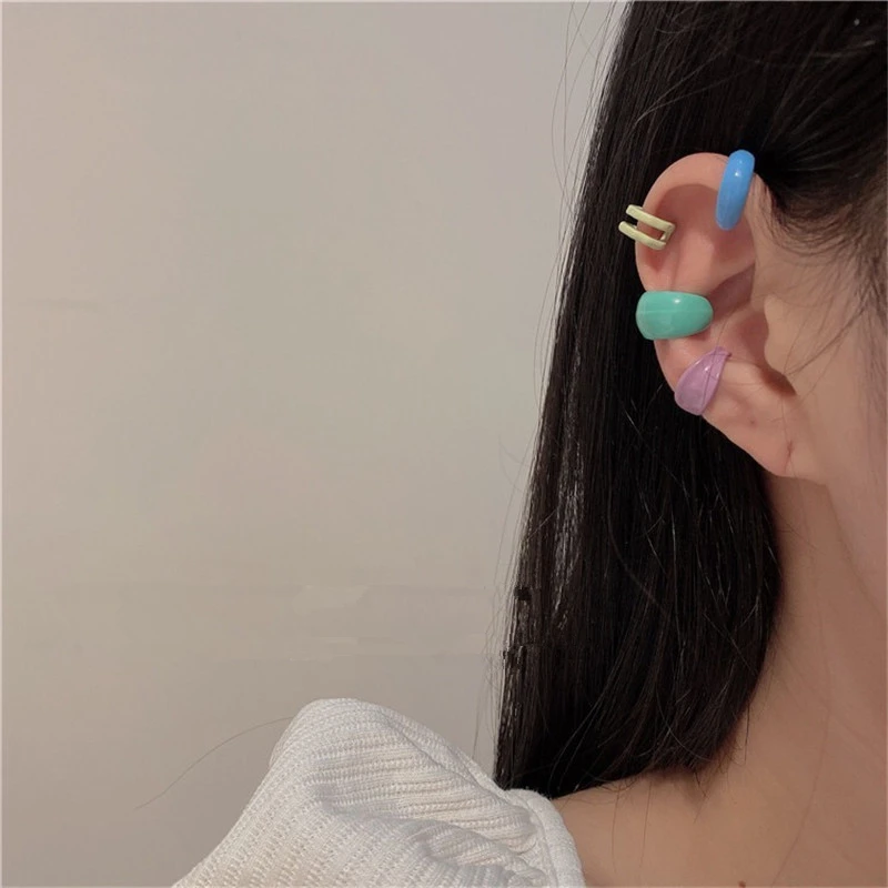 AOMU-pendientes con forma de C para mujer, joyería de boda, con esmalte de Color caramelo, geométricos, redondos, apilables, simples