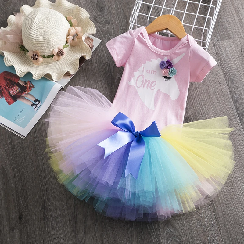 1 Year Baby Girl Dress Unicorn Party Tutu Girls Dress Newborn Baby Girls 1st Birthday Outfits Toddler Girls Photoshoot Costume