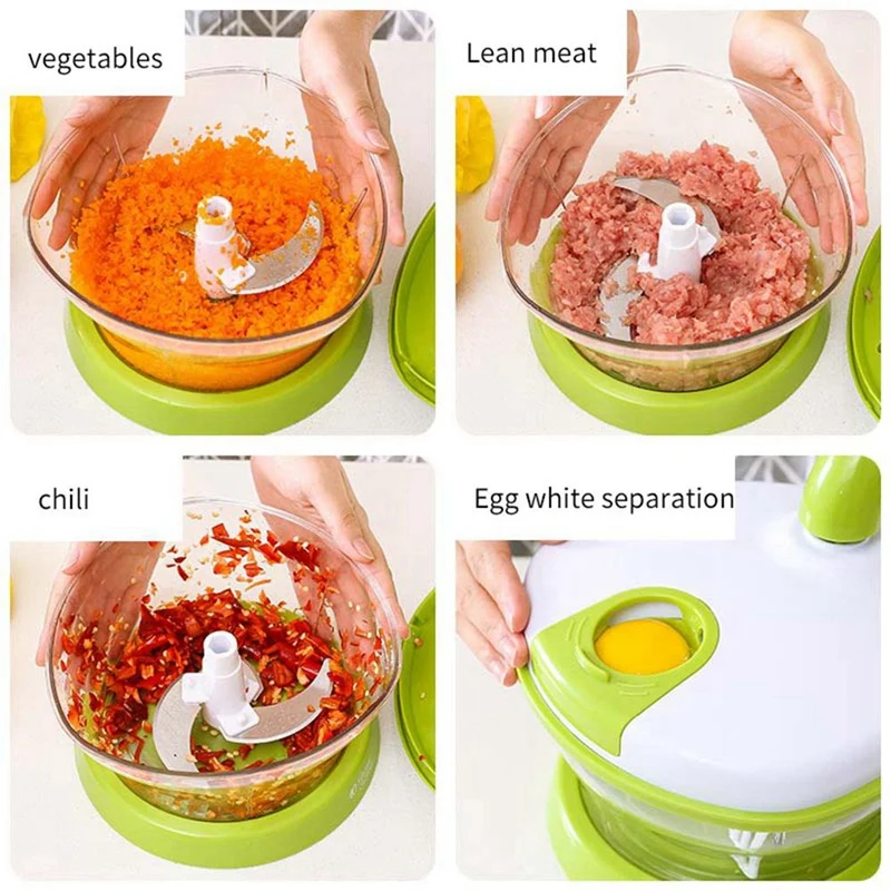 Household Manual Meat Grinder 4 In 1 Multi-Function Kitchen Manual Food Processor Vegetable Chopper Egg Blender Kitchen Utensi
