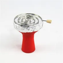 1 шт. аксессуары для кальяна серебряный металлический вихревой формы кальян уголь держатель с деревянной ручкой