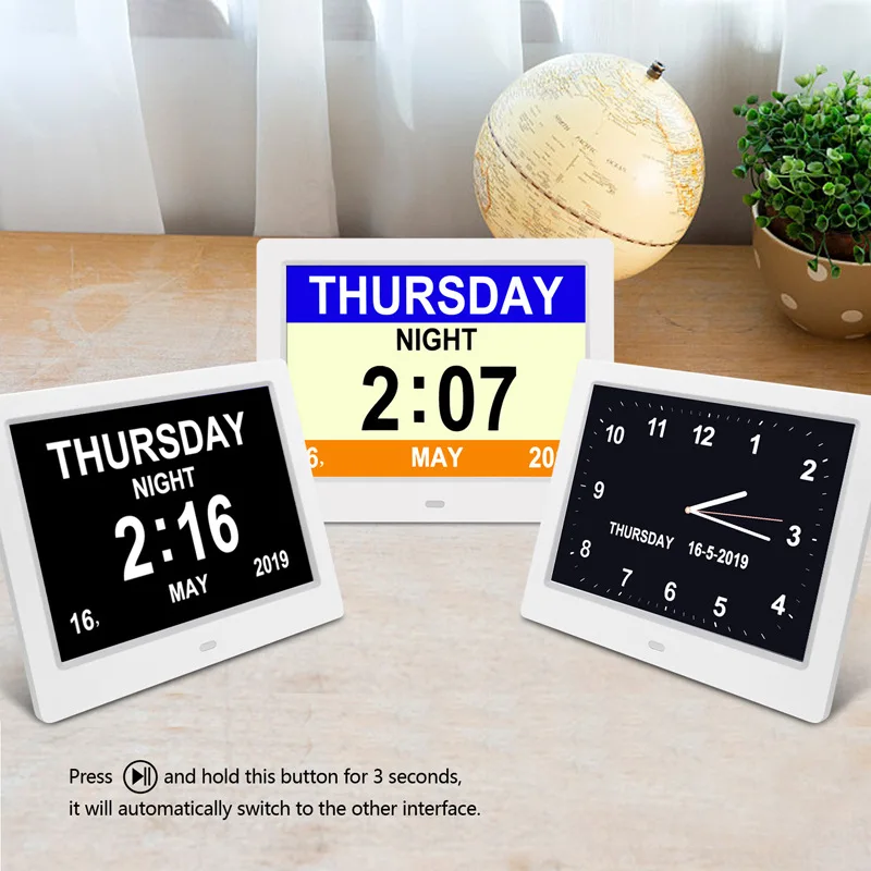 

New Style Three Mode 7.5-Inch Digital Clock Machine with Numbers Hands 8 Country Language Three-Color Interface