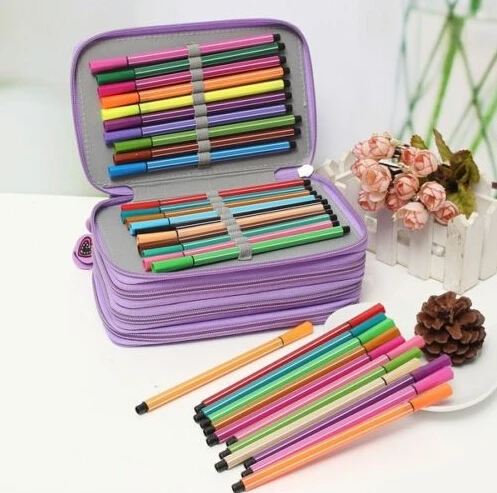 Цветные портативные карандаши для рисования, чехол для ручки, держатель для 72 шт. Карандаши - Цвет: Фиолетовый