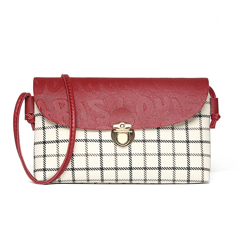 

2020 Fashion Japanese And South Korean Style Retro Contrast Color Plaid Shoulder Bag Lock Single-shoulder Bag for Women Mini Mob