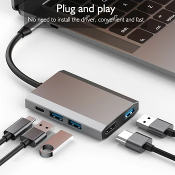 

USB C Hub HDMI Converter 5 in 1 Type C to HDMI USB 3.0 PD Multiport Adaptor for Laptops Notebooks